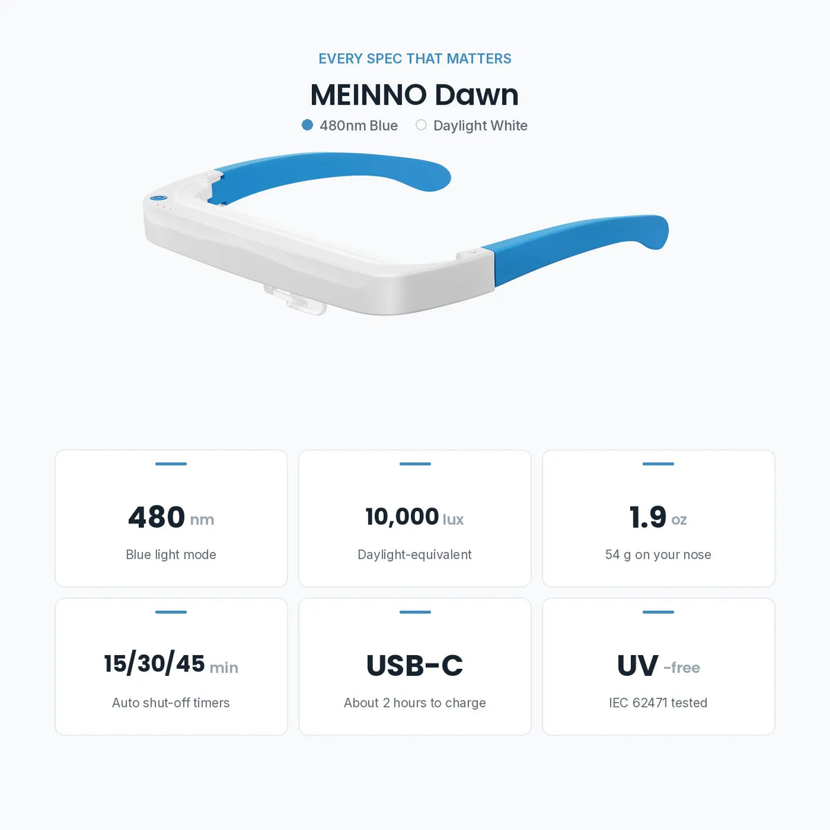 MEINNO Dawn  Blue and Daylight White Light Glasses